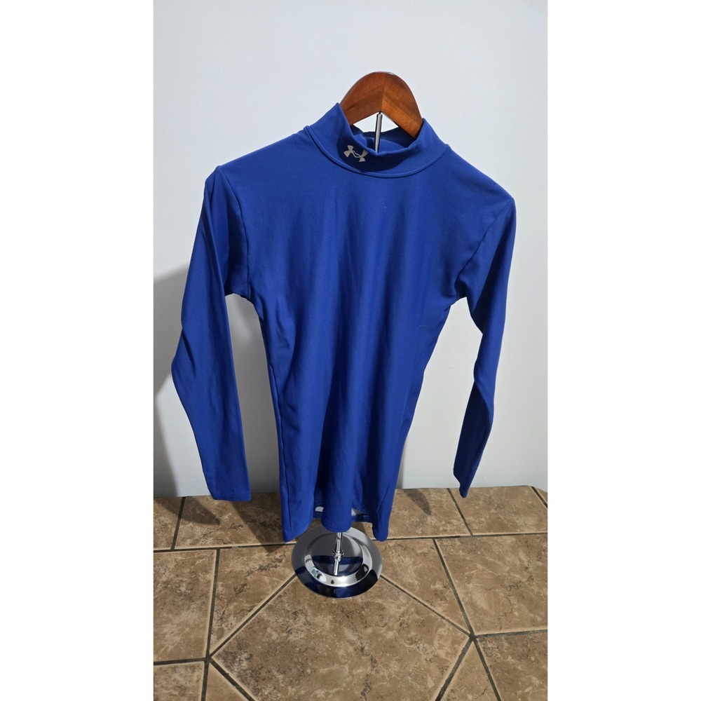 Under Armour Mock Neck Long Sleeve Compression Shirt Royal Blue Size Medium